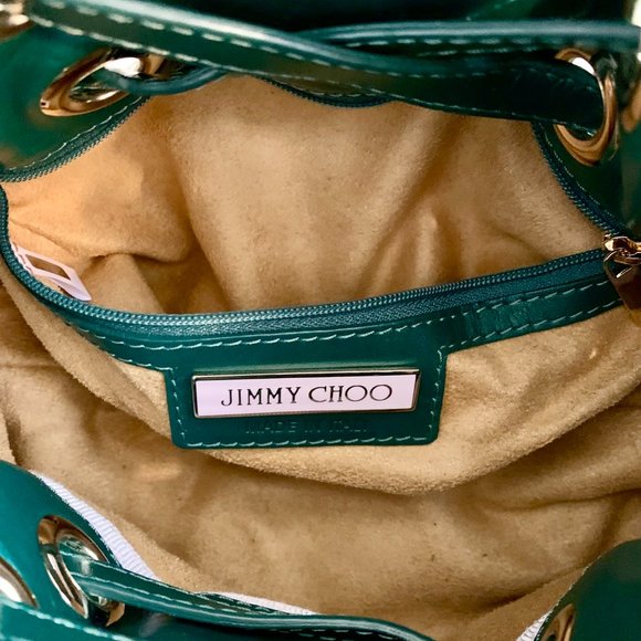 Jimmy Choo Green Black Leopard Print Patent Leather Roquette Bag - Picture 5 of 7